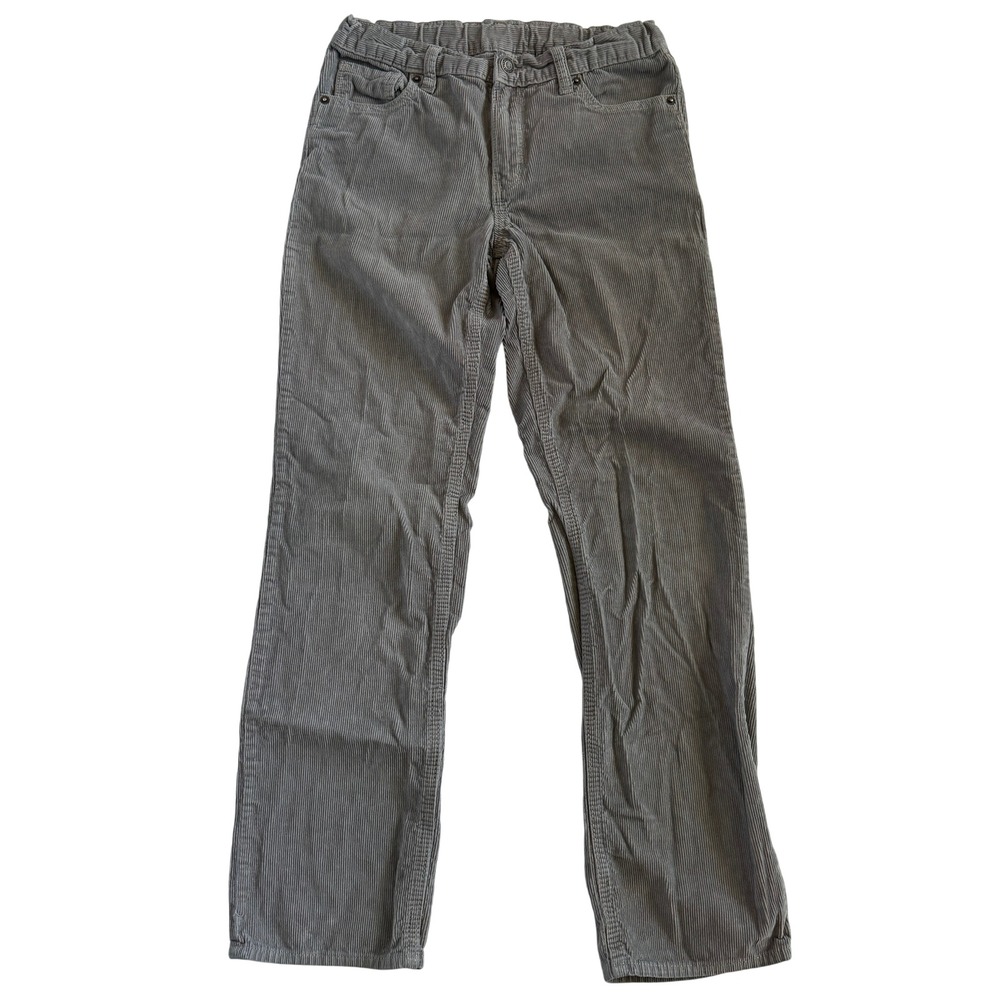 Old Navy Boys Gray Corduroy Pants Straight Leg Adjustable Waist Size 14 Regular